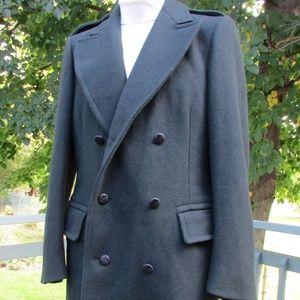 Vintage DOUBLE BREASTED Green Wool Overcoat 40R
